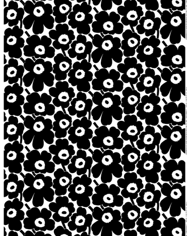 marimekko Pieni Unikko cotton fabric black, white