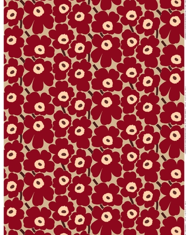 marimekko Pieni Unikko cotton fabric l.brown, l.red, red