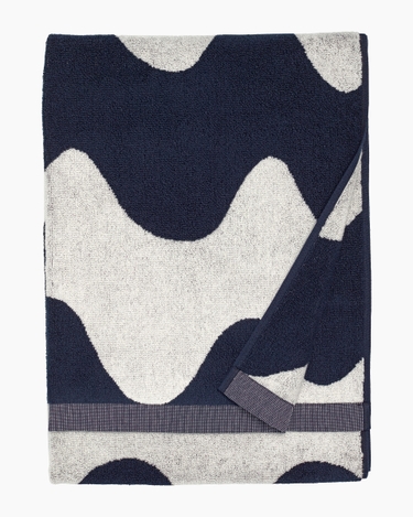 marimekko Lokki bath towel dark blue, off-white