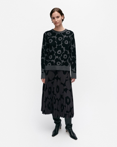 marimekko Tahti Unikko knitted wool pullover black, dark grey